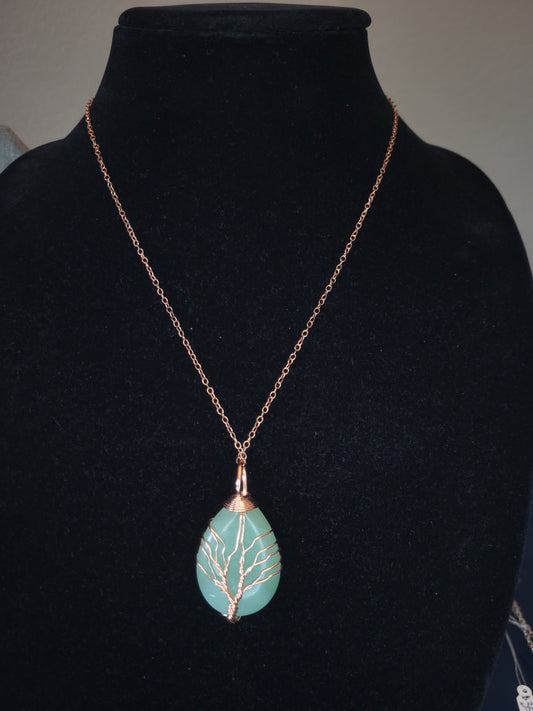 Wire Wrapped Tree of Life Aventurine Pendant